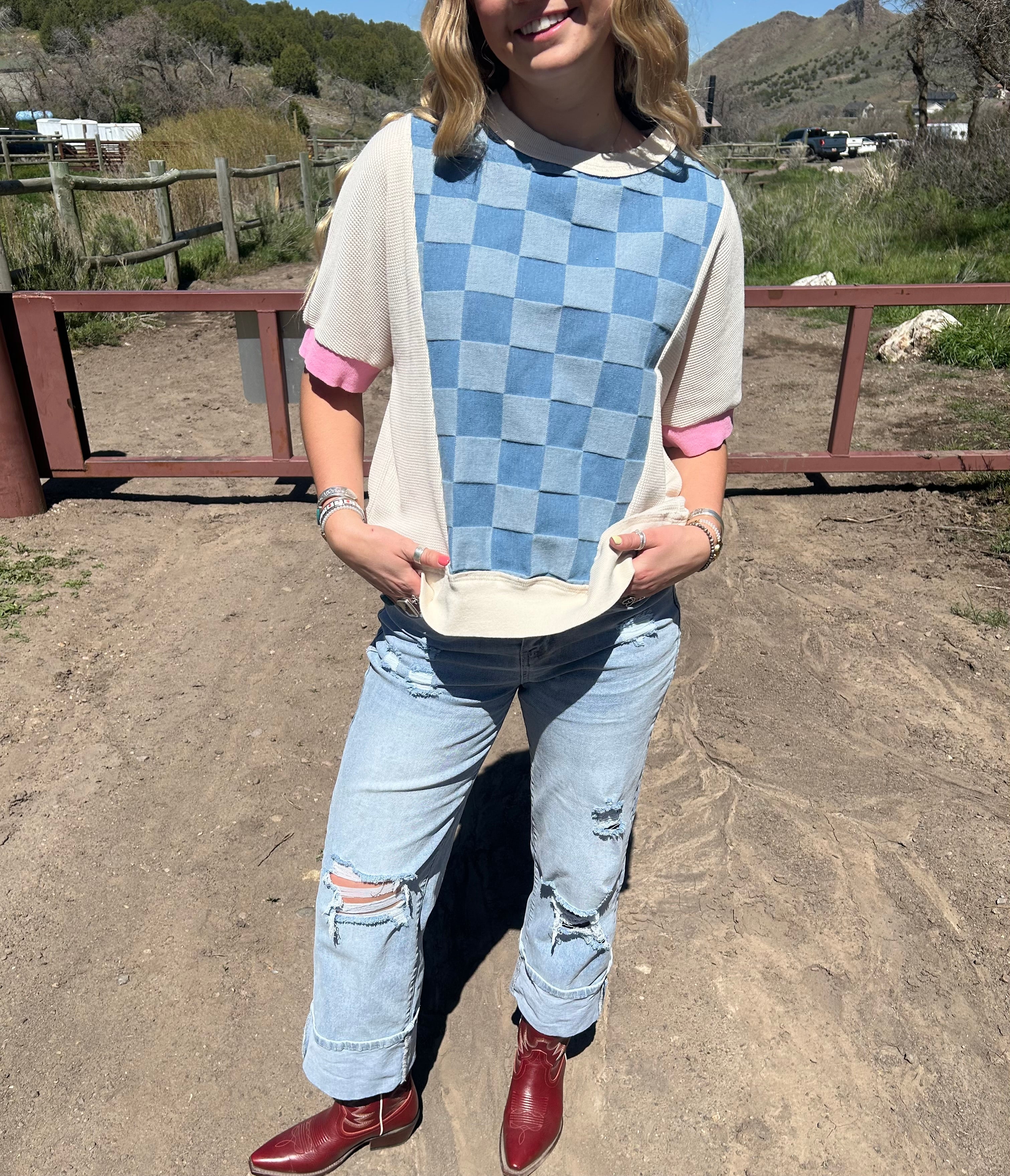 Bluebell Patchwork Knit Top